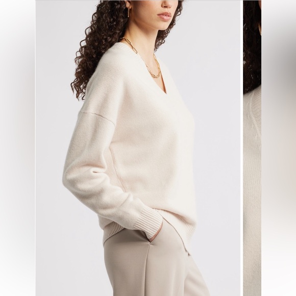 nwt nordstrom v-neck wool and cashmere sweater - Picture 3 of 9